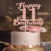 11th Birthday Cake Topper - Double Sided Rose Rose Gold Glitter, Happy 11th birthday Cake Topper for girls,11 Cake Topper For girls, 11th birthday decorations,11th Birthday Cake Topper Eleven view 1