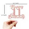 11th Birthday Cake Topper - Double Sided Rose Rose Gold Glitter, Happy 11th birthday Cake Topper for girls,11 Cake Topper For girls, 11th birthday decorations,11th Birthday Cake Topper Eleven view 3