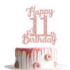 11th Birthday Cake Topper - Double Sided Rose Rose Gold Glitter, Happy 11th birthday Cake Topper for girls,11 Cake Topper For girls, 11th birthday decorations,11th Birthday Cake Topper Eleven view 4