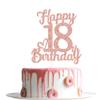18 Birthday Cake Toppers, 18th birthday decorations,18th Cake Topper for Men,18 Cake Topper For Women, 18th Birthday Cake Topper Eighteen Rose Gold Glitter view 4