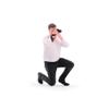ORIELOAN Photographer Toy Figures, 1/18-1/87 Scale Male Photographer Figurines - Standing & Kneeling Poses, Gray Suit and White Shirt, Painted and Unpainted Options (White - Kneeling - 1/87) view 2