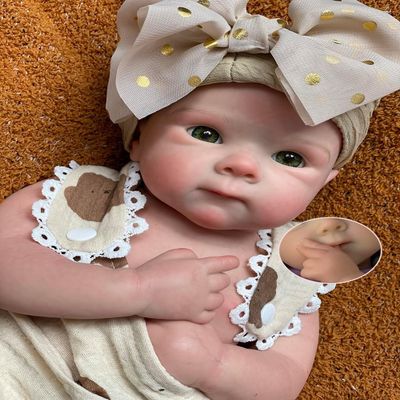Abenduot 18inch Bettie Girl Open Mouth Lifelike Anatomically Correct Silicone Baby Girl Dolls Real Life Full Solid Silicone Body Newborn Dolls Flexible