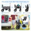 HONEY JOY Wagon Stroller for 2 Kids, 2 Seater Toddler Quad Stroller Wagon, Adjustable Push/Pull Handle Bar, Drop-Down Footwell & Upholstered Seats, Collapsible Kids Wagon with Canopy(Gray) view 4