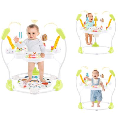 HONEY JOY Baby Bouncer Activity Center, Infant Jumper and Table w/ 360 Rotary Seat, 3 Adjustable Heights, Mat, Music, Lights, Sounds & Developmental Toys, Activity Center for Babies (Yellow)
