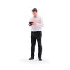 ORIELOAN Photographer Toy Figures, 1/18-1/87 Scale Male Photographer Figurines - Standing & Kneeling Poses, Gray Suit and White Shirt, Painted and Unpainted Options (White - Standing - 1/87) view 3