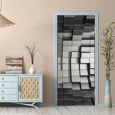 VIRANDA 3D Door Decal Peel and Stick Stickers Removable Murals Self-Adhesive DIY Wallpaper PVC Waterproof - Geometric Poster for Bedroom Living Room Decor 31.5 x 78.7 inch