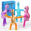 4Pcs Valentine's Day Dinosaur Pop Sensory Tubes,Airplane Travel Fidget Toys for Toddlers Boys Girls ADHD Autism Plane Road Trip Activities Essential Suction Cup Pop Dino Fidget Toys Autistic Gifts view 1