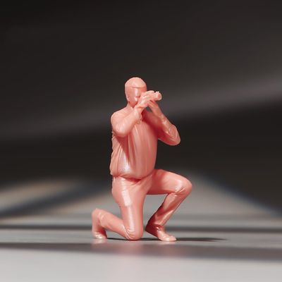 ORIELOAN Photographer Toy Figures, 1/18-1/87 Scale Male Photographer Figurines - Standing & Kneeling Poses, Gray Suit and White Shirt, Painted and Unpainted Options (Uncolored - Kneeling - 1/18)