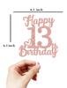 13th Birthday Cake Topper - Double Sided Rose Rose Gold Glitter, Happy 13th birthday Cake Topper for girls,13 Cake Topper For girls, 13th birthday decorations,13th Birthday Cake Topper Thirteen view 3