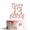 13th Birthday Cake Topper - Double Sided Rose Rose Gold Glitter, Happy 13th birthday Cake Topper for girls,13 Cake Topper For girls, 13th birthday decorations,13th Birthday Cake Topper Thirteen view 4