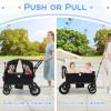 HONEY JOY Wagon Stroller for 2 Kids, 2 Seater Toddler Quad Stroller Wagon, Adjustable Push/Pull Handle Bar, Drop-Down Footwell & Upholstered Seats, Collapsible Kids Wagon with Canopy(Black) view 3