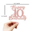 10th Birthday Cake Topper - Double Sided Rose Rose Gold Glitter, Happy 10th birthday Cake Topper for girls,10 Cake Topper For girls, 10th birthday decorations,10th Birthday Cake Topper Ten view 3