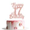 17 Birthday Cake Toppers-Rose Gold Glitter, Happy 17th Cake Topper for Men,17 Cake Topper For Women, 17th birthday decorations,17th Birthday Cake Topper Seventeen view 4