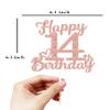 14th Birthday Cake Topper - Double Sided Rose Rose Gold Glitter, Happy 14th birthday Cake Topper for girls,14 Cake Topper For girls, 14th birthday decorations,14th Birthday Cake Topper Fourteen view 3