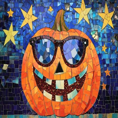 1000 Piece Adult Jigsaw Puzzle, Sunglasses Pumpkin, Mosaic Stars Adult Family Jigsaw Puzzle, Birthday Gift for Home Decoration