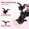 5-in-1 Compact, Foldable Tricycle - Suitable for Toddlers 10 to 36 Months Push Tricycle Bike for Toddlers with Removable Handle Seat Adjustable Canopy for Kids Pink view 4