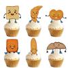 18pcs Gold Glitter Toast Dessert Cupcake Topper Pick for Toast Bread Food Theme Decor Supplies Baby Shower Men Boys Women Girls Happy Birthday Sports Stars Party Decorations view 1