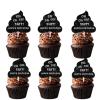 18pcs Black Glitter Poop Dessert Cupcake Topper Pick for Funny Oh Theme Decor Supplies Men Women Happy Birthday Party Decoration view 1