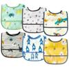 2ooya 6Pcs Waterproof Toddler Bibs Baby Feeding Bib Set with Crumb Catcher Pocket, Infant Adjustable Baby Teething Bib, Babies Sleeveless Vehicles Food Bibs Keepsake Gift for Baby Shower, 6-24 Months view 1