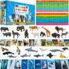 24PCS Animal Figurines with 24 Introducing Flashcards, Wild & Marine Animal Figures Safari and Underwater Creature Learning Montessori Toys Science Educational Matching Game for Homeschool, Kids view 1