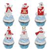 18pcs Red Glitter Polar Bear Dessert Cupcake Topper Pick for Winter Merry Christmas Theme Decor Supplies Baby Shower Woman Man Happy Birthday Party Decoration view 1