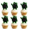 18pcs Black Green Glitter Frog Dessert Cupcake Topper Pick for Night Club Dance Frog Theme Decor Supplies Men Women Happy Birthday Party Decorations view 1