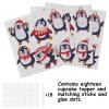 18pcs Red Glitter Cute Penguin Dessert Cupcake Topper Picks Winter Merry Christmas Eve Theme Decor Supplies Baby Shower for Boy Girl Happy Birthday Party Decoration view 3