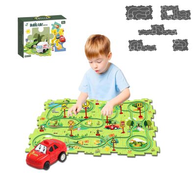 Niville Puzzle Racer Kids Car Track Set with Cars Puzzle Racer Car Track Set for 3-8 Year Old Best Holidays&Birthday Gifts for Kid Boys and Girls (25PCS Land)