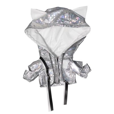 niannyyhouse 20cm Plush Doll Clothes Hoodie Cat Ear Jacket 8in Doll Dressup (Silver)