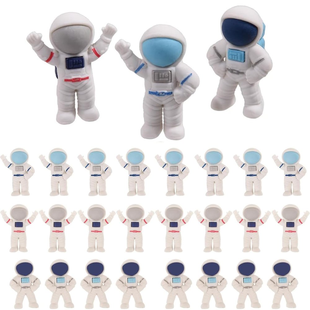 24Pcs Cute Outer Space Themed Erasers for Bulk, 3D Puzzle Erasers, Kawaii Fun Spaceman Desk Pet Pencil Erasers for School Classroom Supplies Prize Gifts Party Favors