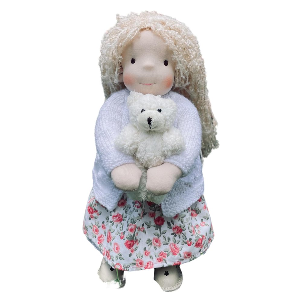 14 Inch Handmade Waldorf Doll Baby - Soft Interactive Textile Doll for Toddlers 1-3, Perfect for Christmas or Birthday