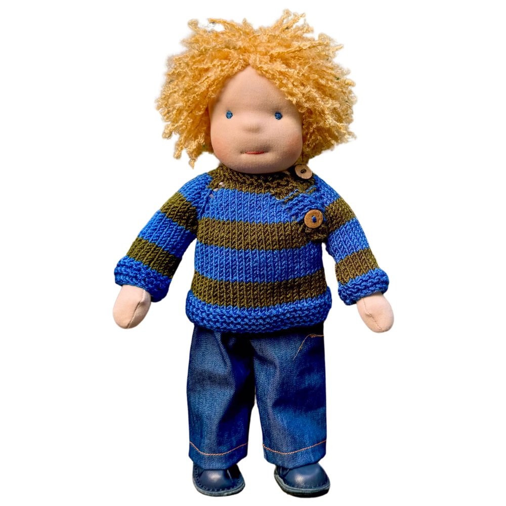 14 Inch Waldorf Doll Baby with Outfit Set - Handmade Soft Doll for Toddlers 1-3, Ideal My First Christmas for Boys