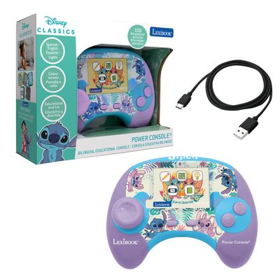 Lexibook, Disney Stitch, Power Console, Educational Bilingual Game Console with 100 Activities, English/Spanish, JCG100Di2