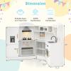 Corner Wooden Play Kitchen Set for Kids w/Lights & Sounds, Toy Kitchen Set w/Chef Suit Set, Toddler Kitchen w/Ice Make, Washing Machine, Microwave, Sink, Kids Kitchen Playset for 3+ Toddlers, White view 2