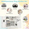 Corner Wooden Play Kitchen Set for Kids w/Lights & Sounds, Toy Kitchen Set w/Chef Suit Set, Toddler Kitchen w/Ice Make, Washing Machine, Microwave, Sink, Kids Kitchen Playset for 3+ Toddlers, White view 4