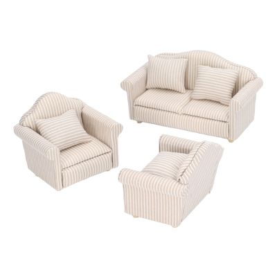 1:12 Scale 3pc Doll House Furnitures Parlor Bedroom Decoration Accessories, Dollhouse Couch Dollhouse Sofa Hand Crafted High Simulation Miniature Sofa for Dollhouse Accessories
