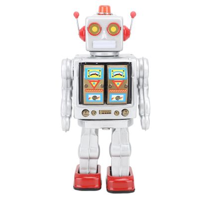 Wind Up Vintage Robot, Metal Tin Drumming Robot, Retro Classic Clockwork Spring for Collection, Xmas, Gifts, Party, Birthday, Festival, Surprise, Memories (Silver)