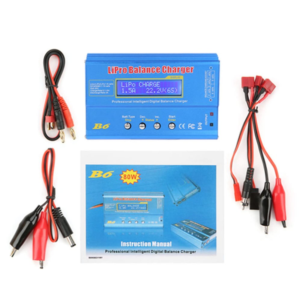 Greensen 80W Digital LCD Rc Balance Discharger, Balae Imax B6 Li Ion, Fe, Imax B6Ac, Li Ion, Fe, with Input Voltage Monitoring, Metal Case Heat Dissipation, Rc Balance (New Imax B6)