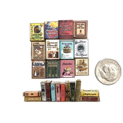 1/24 Scale 12 Pcs Miniatures Dollhouse Kitchen Cookbook Prop Books Set Miniature Dollhouse Books Faux Prop Books by Little Things of Interest