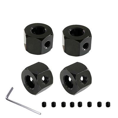4PCS 5mm to 12mm Metal Combiner Wheel Hub Hex Adapter for WPL D12 C14 C24 B14 B16 MN D90 D91 RC Car Upgrade Parts 4PCS 5mm to 1(Black)