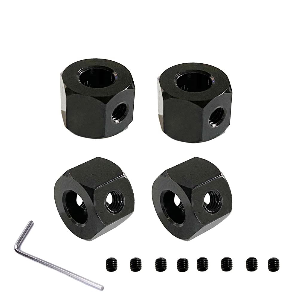 4PCS 5mm to 12mm Metal Combiner Wheel Hub Hex Adapter for WPL D12 C14 C24 B14 B16 MN D90 D91 RC Car Upgrade Parts 4PCS 5mm to 1(Black)