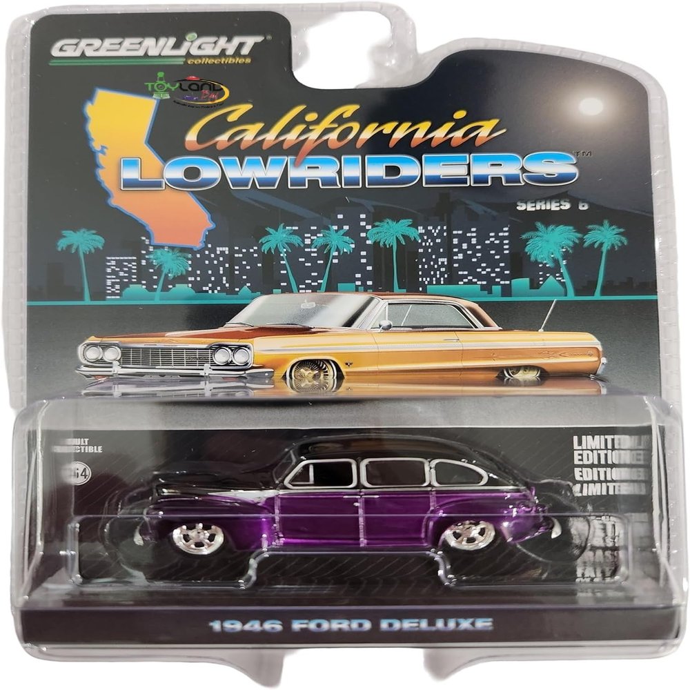 Greenlight 63070-A California Lowriders Series 6-1946 Fordor Super Deluxe - Dark Purple Metallic & Black Two-Tone 1:64 Scale