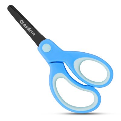 Asdirne Kids Scissors, Safety Children Scissors, Craft Scissors with Blunt Tip Stainless Steel Blades and Soft Grip, Great for Home and School,13.5cm, Blue
