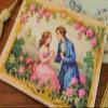 Charming Couple in Pink and Blue Aubusson Tapestry - 1:12 Scale Dollhouse Piece view 2