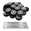 30PCS Toy Car Wheels 2mm Dia Shaft Plastic Wheels with 15PCS Shaft Round Rod Axles for Model Toys RC Car Truck DIY Craft (2X8X26MM) view 1