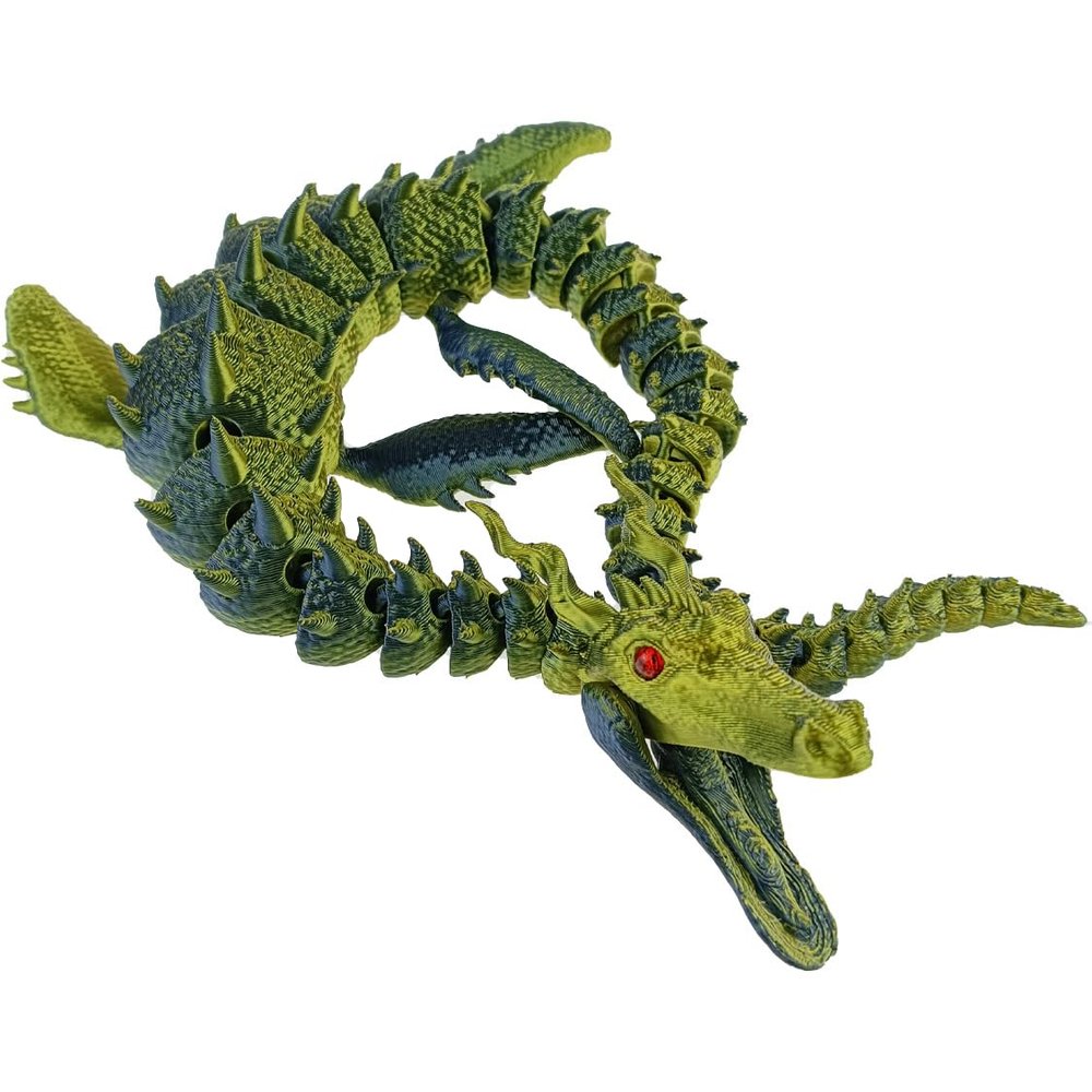 Articulated Dragon Fidget Majestic Sea Dragon with opening mouth 3D Printed Animals Flexible (Black Gold)