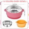 Dualshine 6 Pack 304 Stainless Steel Baby Bowls with Removable Non-Slip Silicone Shell, Suction Bowls for Baby, Scald-Resistant Food Containers, for Kids, Babies Food Feeding6 Colors view 2