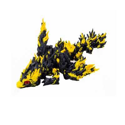 5" Baby Phoenix Heart Dragon Articulating Toy, Fidget Toy, Desk Toy, Dragon Decoration 3D Printed (Black Gold)