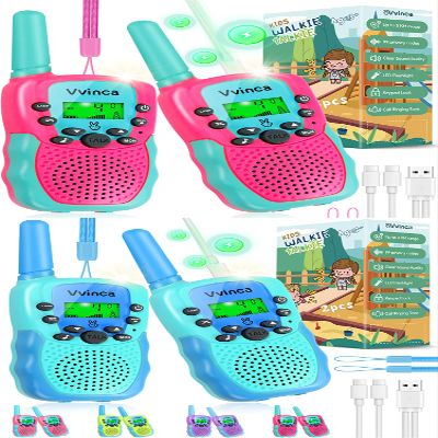 Vvinca Toys for Ages 5-7 Boys Girls 3 KM Long Range 22 Channels 2 Way Rechargeable Kids Walkie Talkie