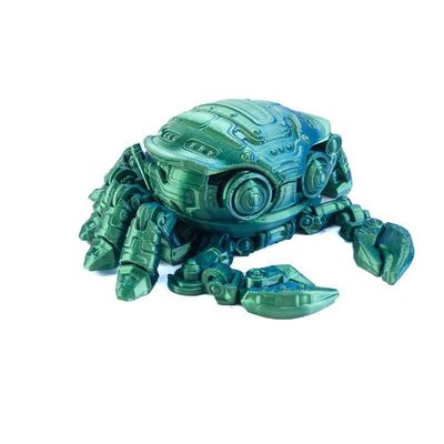 Articulating 3D Printed Cyber Crab Box - Unique Storage Box with Movable Joints | Futuristic Desk Organizer (Blue Green)